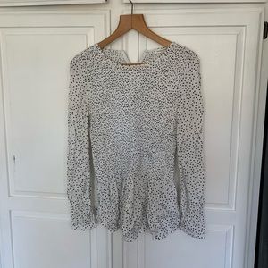 Beach lunch lounge polkadot long sleeve blouse white